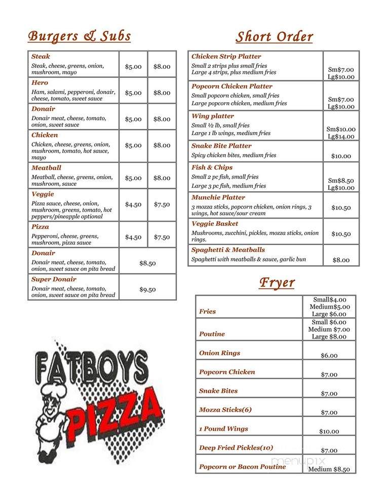 Fat Boy's - Cape Breton, NS menu_pic