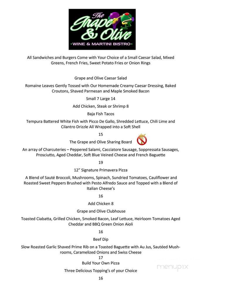 The Grape & Olive - Orillia, ON menu_pic