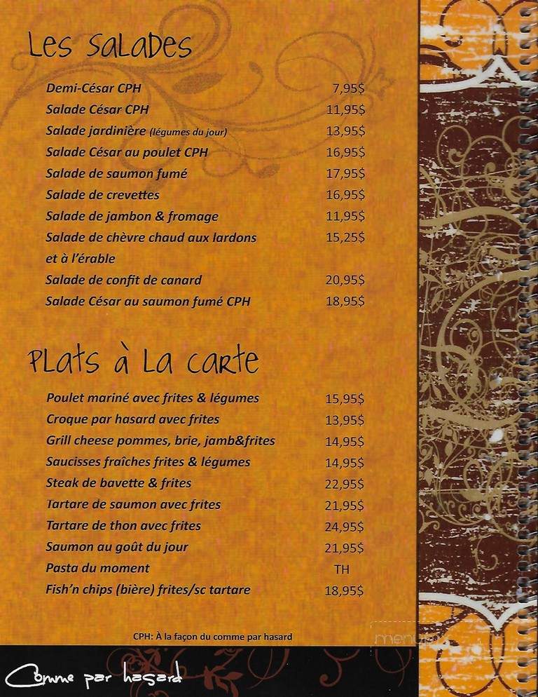 Comme par hasard - Longueuil, QC menu_pic