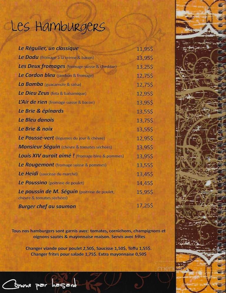 Comme par hasard - Longueuil, QC menu_pic