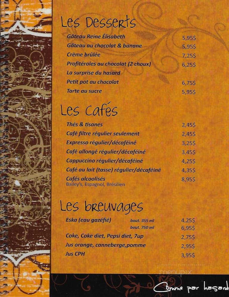 Comme par hasard - Longueuil, QC menu_pic