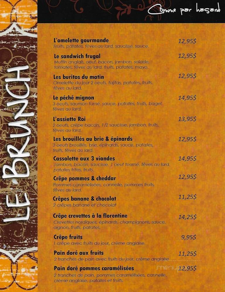 Comme par hasard - Longueuil, QC menu_pic