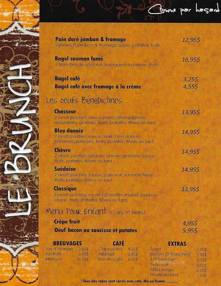 Comme par hasard - Longueuil, QC menu_pic