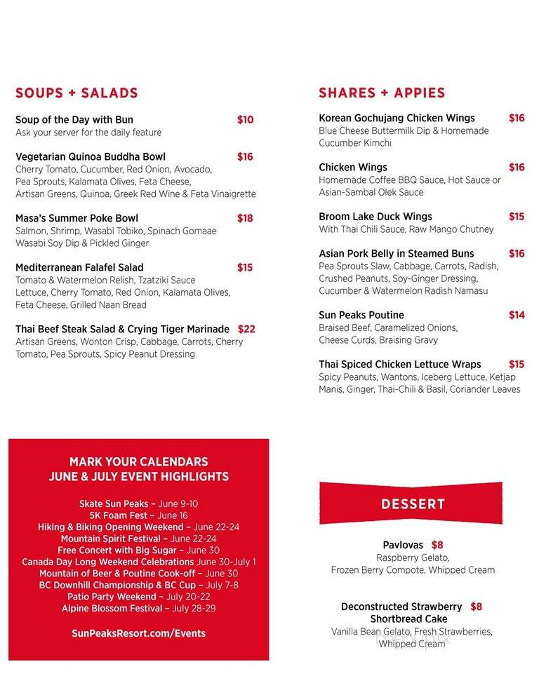 Masa's Bar & Grill - Sun Peaks, BC menu_pic