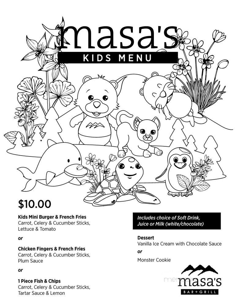 Masa's Bar & Grill - Sun Peaks, BC menu_pic