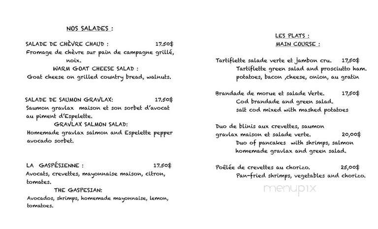 Le St-Honore - Carleton, QC menu_pic