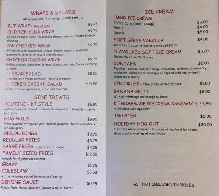 Kool Treats - Christina Lake, BC menu_pic