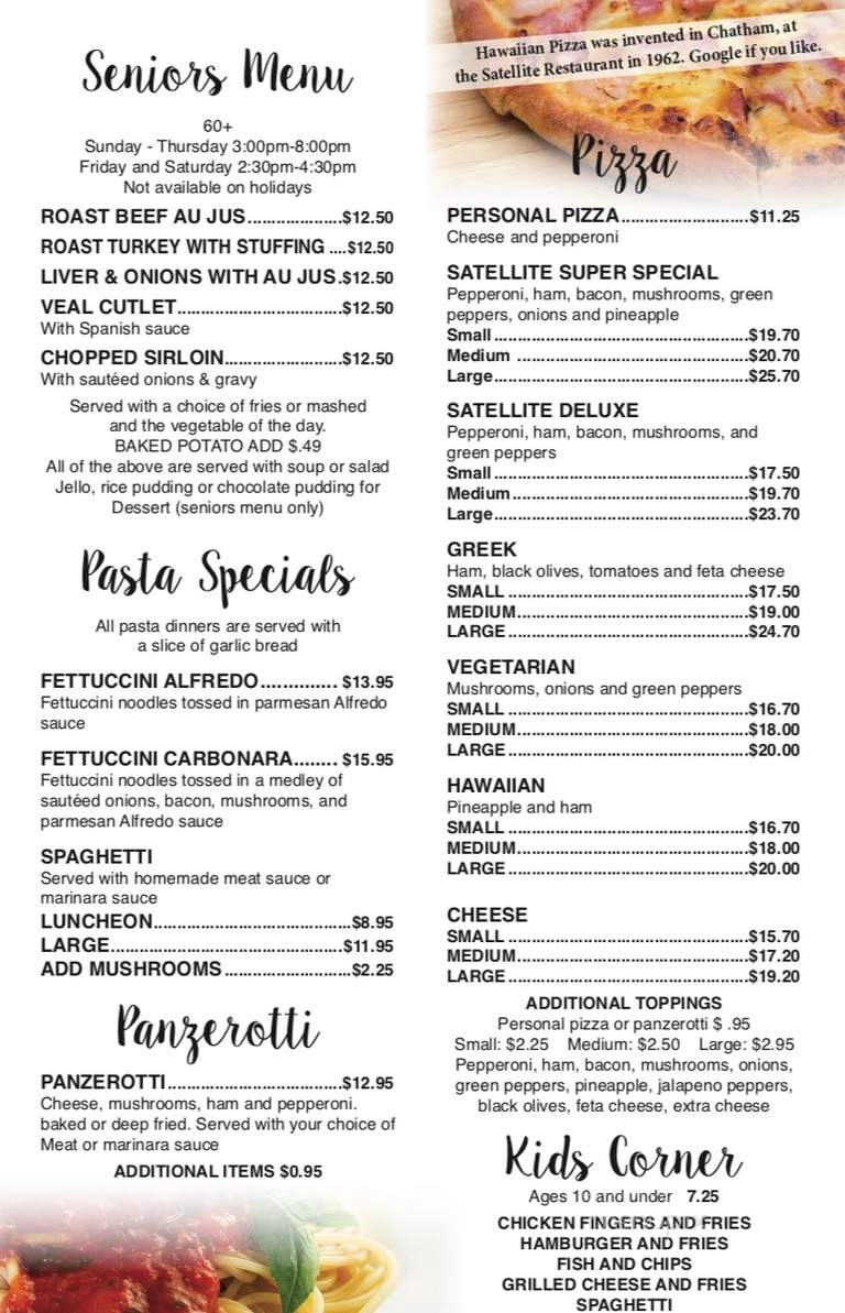 Satellite Restaurant - Chatham-Kent, ON menu_pic