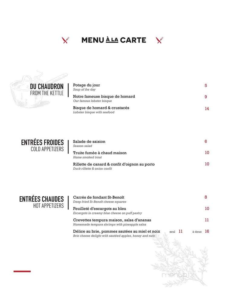 Comme Chez Soi - Canton Magog, QC menu_pic