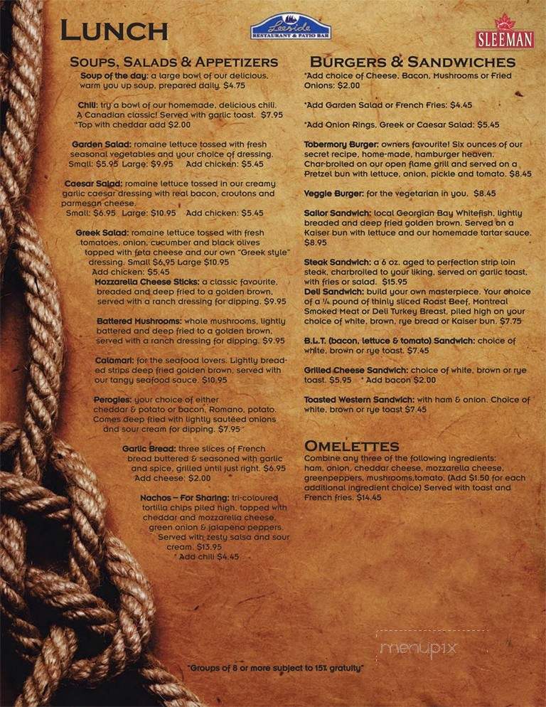 Leeside Restaurant - Northern Bruce Peninsula, ON menu_pic