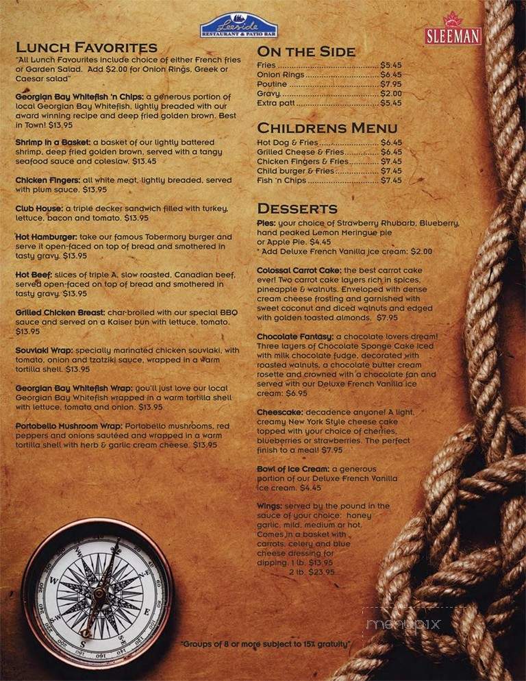 Leeside Restaurant - Northern Bruce Peninsula, ON menu_pic