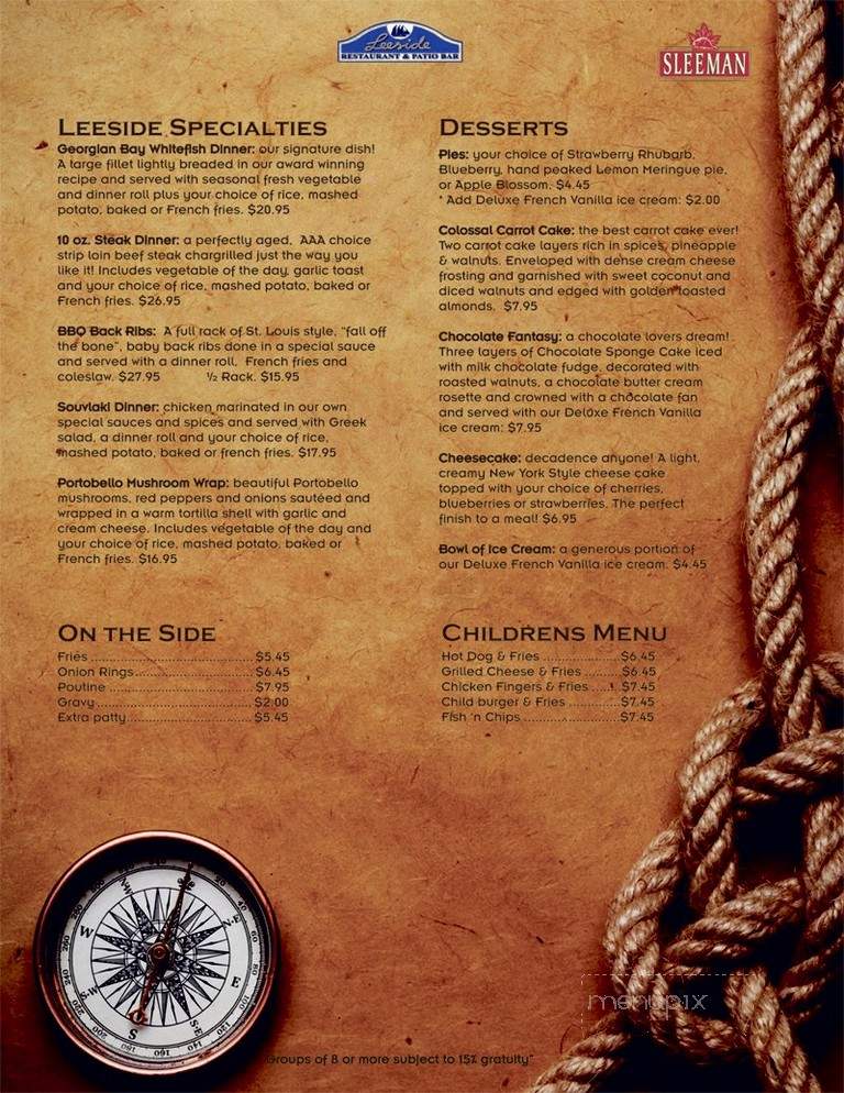 Leeside Restaurant - Northern Bruce Peninsula, ON menu_pic