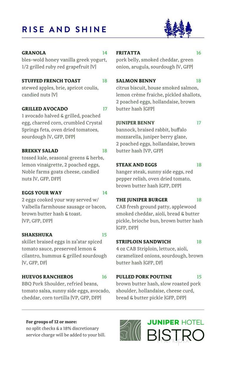 The Juniper Hotel - Banff, AB menu_pic