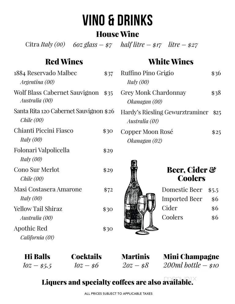 Penisola Restaurant - Quesnel, BC menu_pic