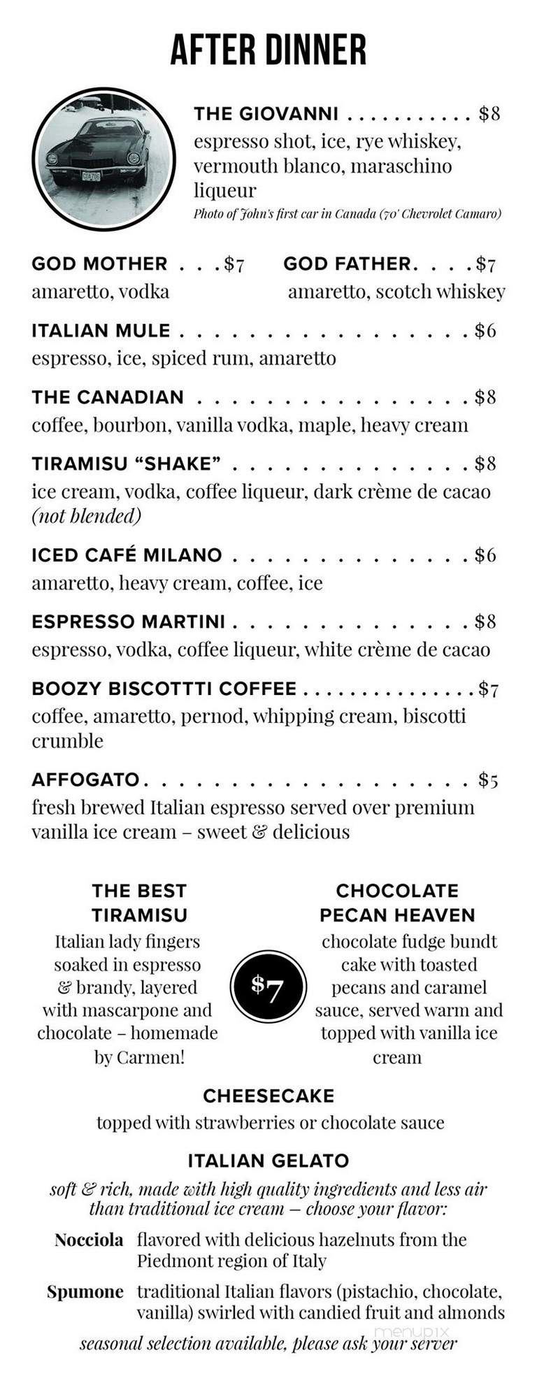 Penisola Restaurant - Quesnel, BC menu_pic