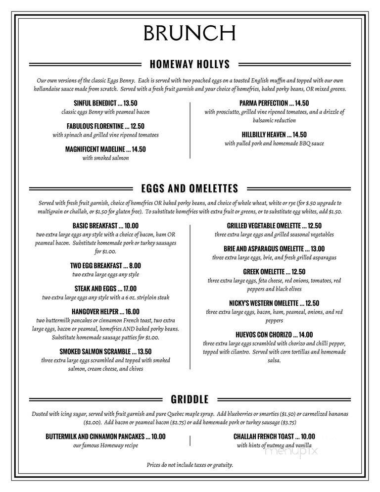 The Homeway - Toronto, ON menu_pic