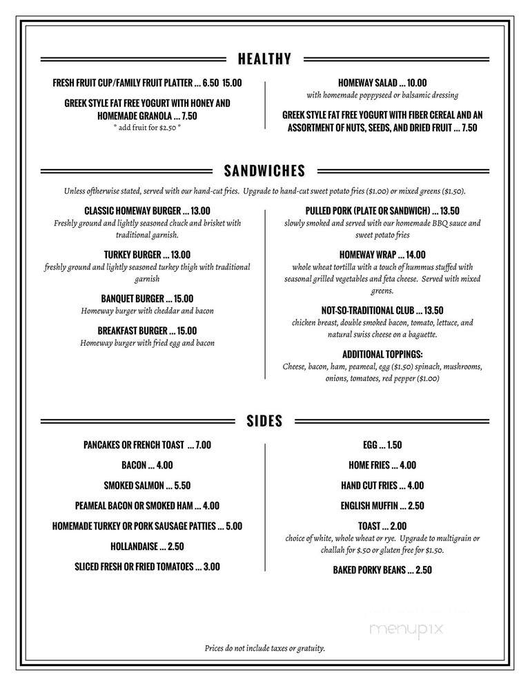The Homeway - Toronto, ON menu_pic