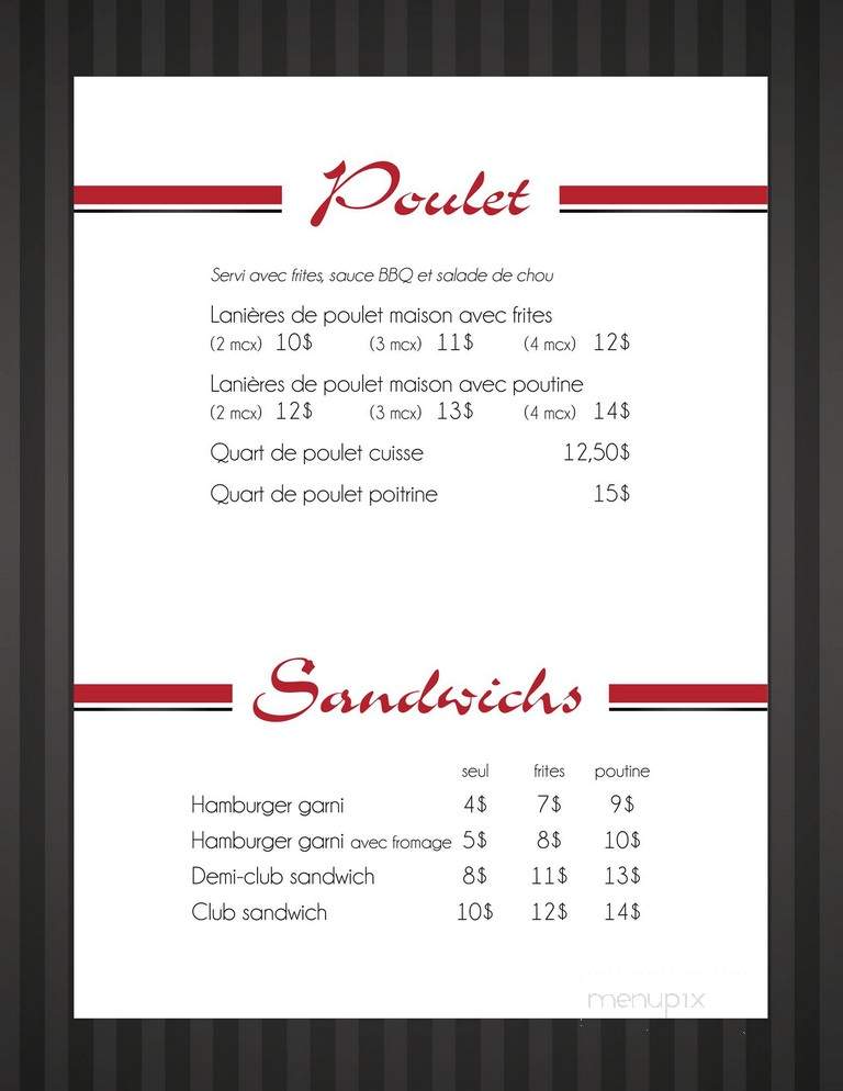 Restaurant Rivana - Adstock, QC menu_pic
