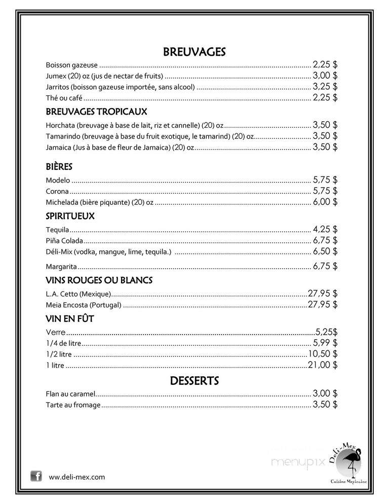 Deli Mex - Quebec, QC menu_pic