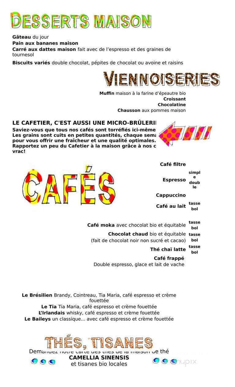 Le Cafetier De Sutton - Sutton, QC menu_pic