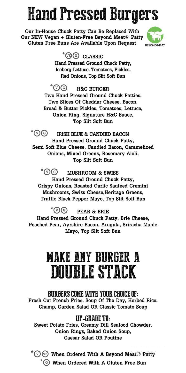 Heart & Crown Pub - Ottawa, ON menu_pic