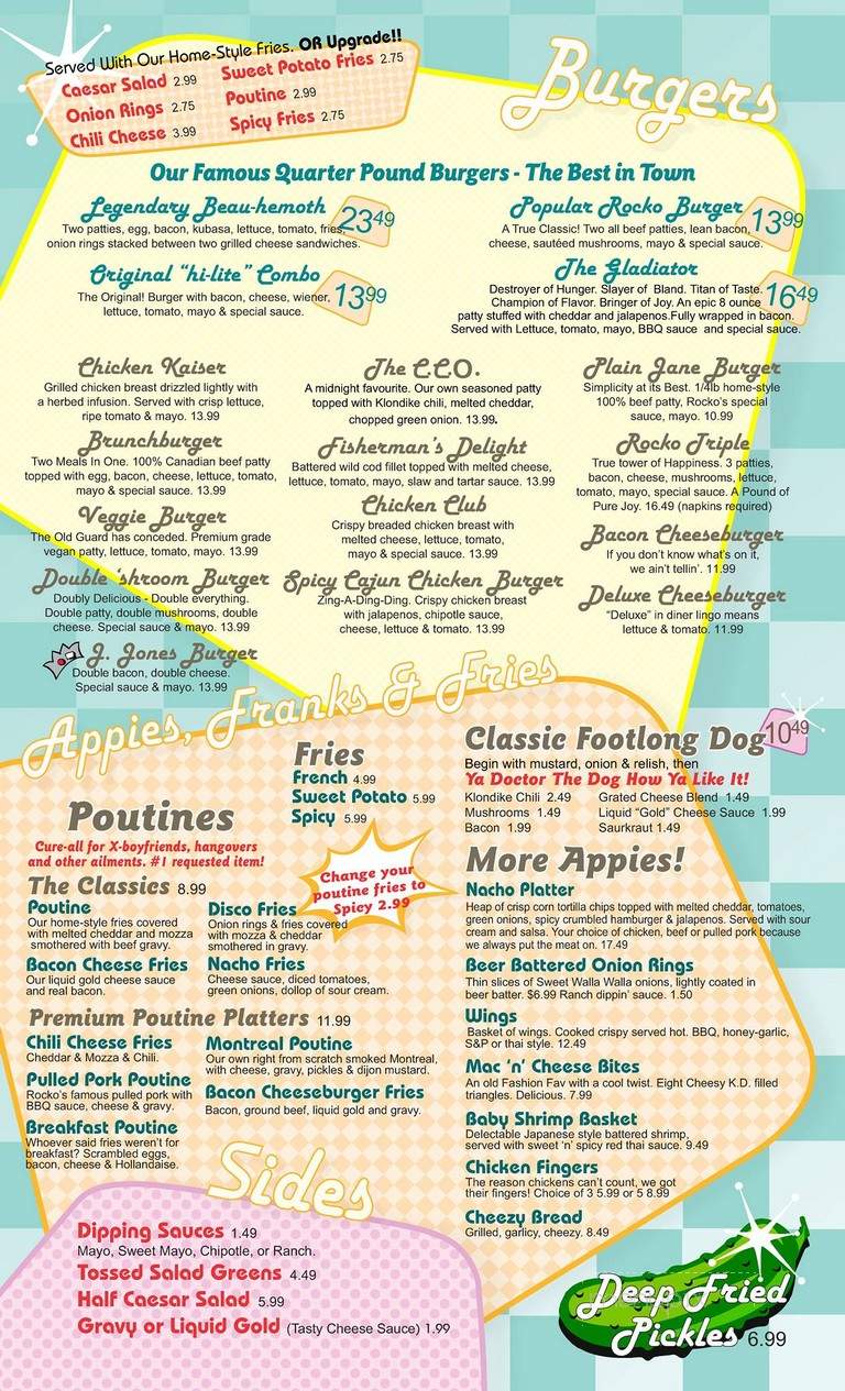 Rocko's Family Diner - Mission, BC menu_pic