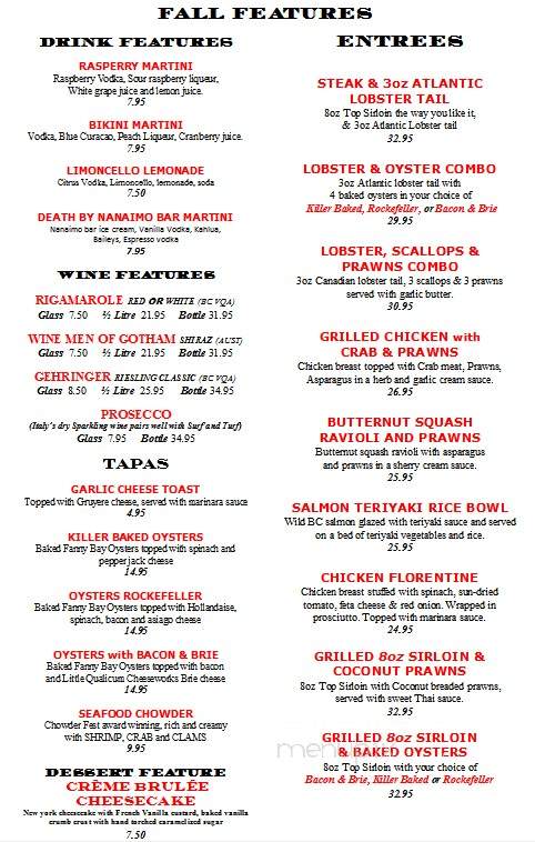 Bold Knight Restaurant - Nanaimo, BC menu_pic