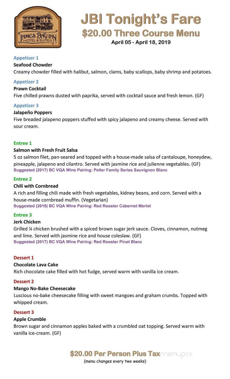 JBI Pub - Victoria, BC menu_pic