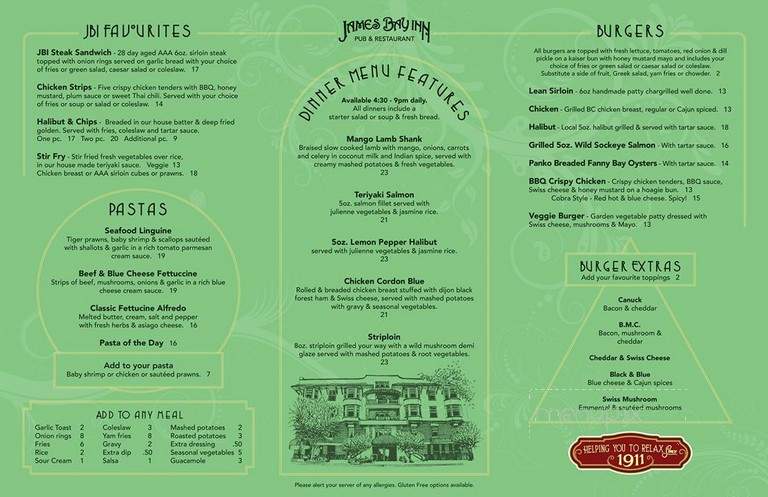 JBI Pub - Victoria, BC menu_pic