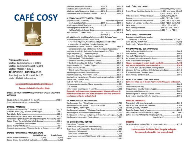 Cafe Cosy - Gatineau, QC menu_pic