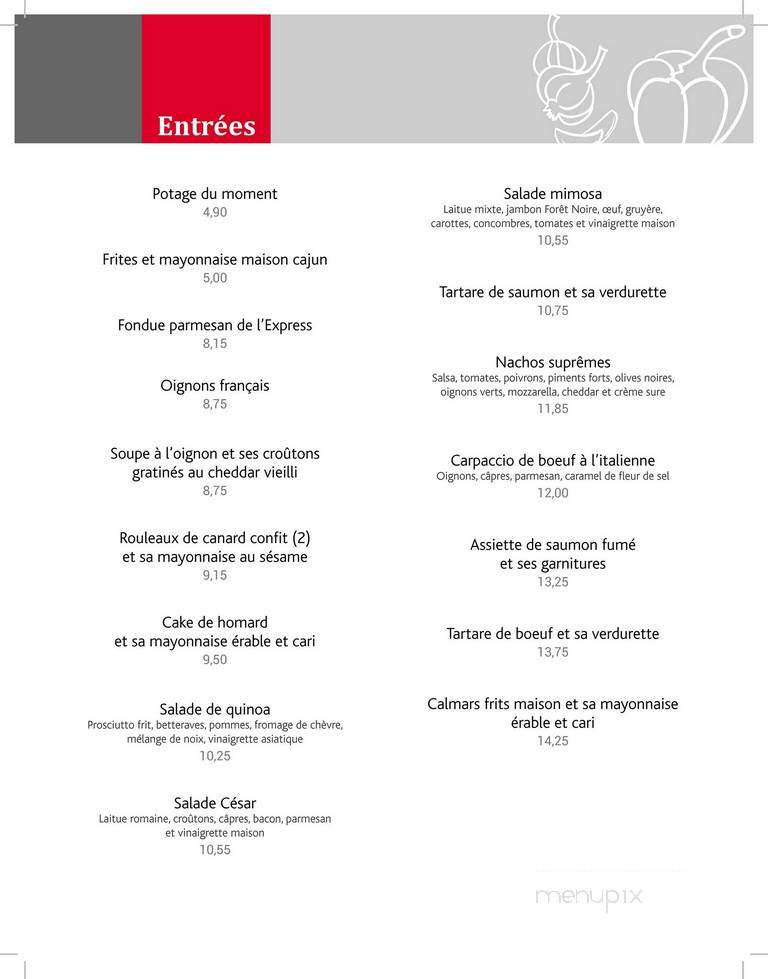 Restaurant L'etape - Levis, QC menu_pic