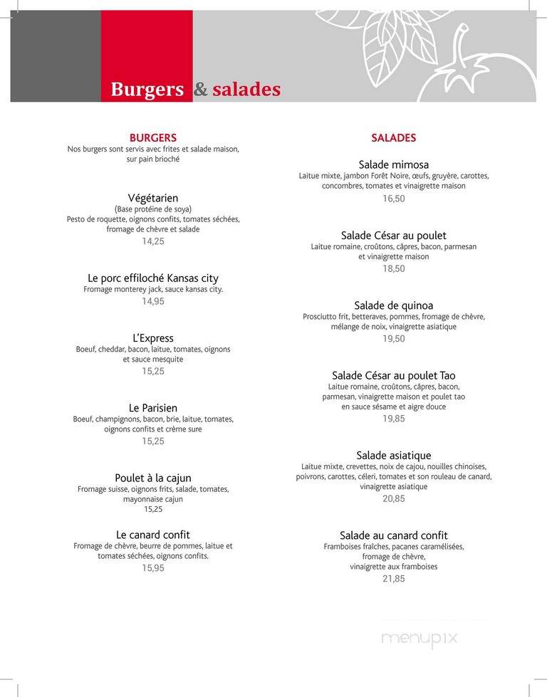 Restaurant L'etape - Levis, QC menu_pic