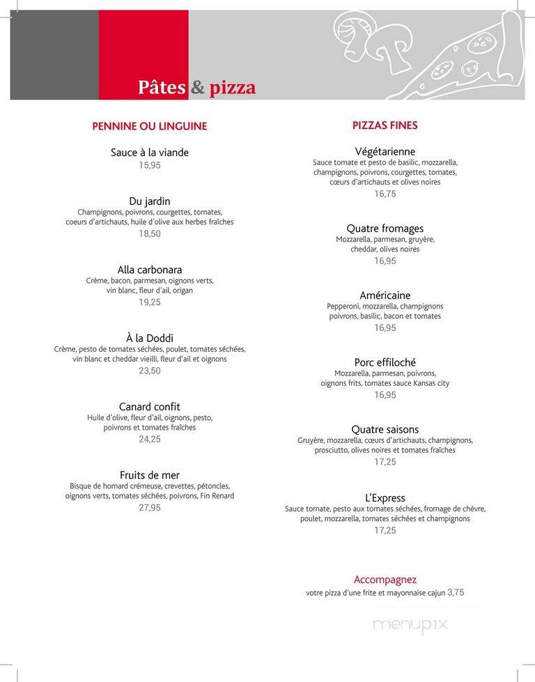 Restaurant L'etape - Levis, QC menu_pic