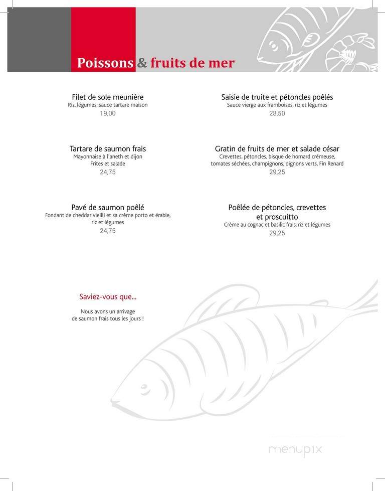 Restaurant L'etape - Levis, QC menu_pic