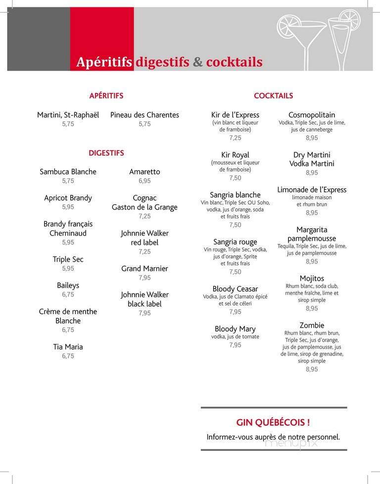 Restaurant L'etape - Levis, QC menu_pic