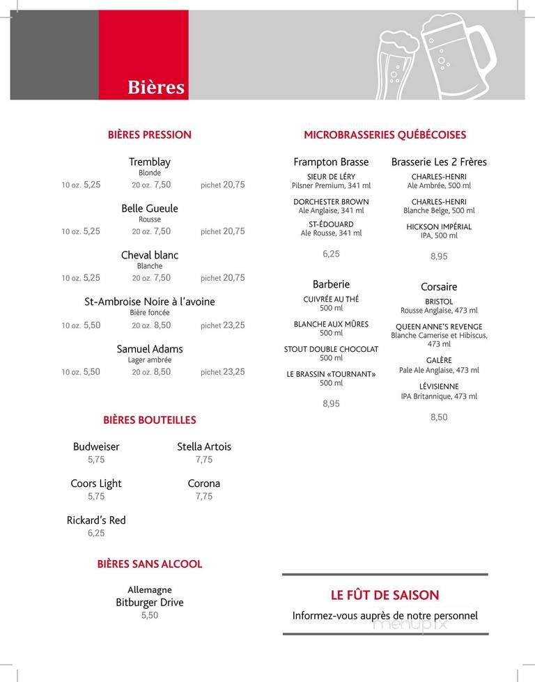 Restaurant L'etape - Levis, QC menu_pic