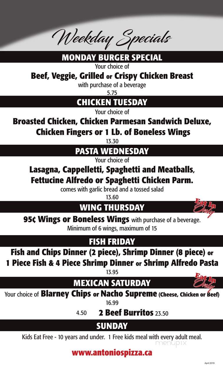 A Antonio's Pizza - Corunna, ON menu_pic