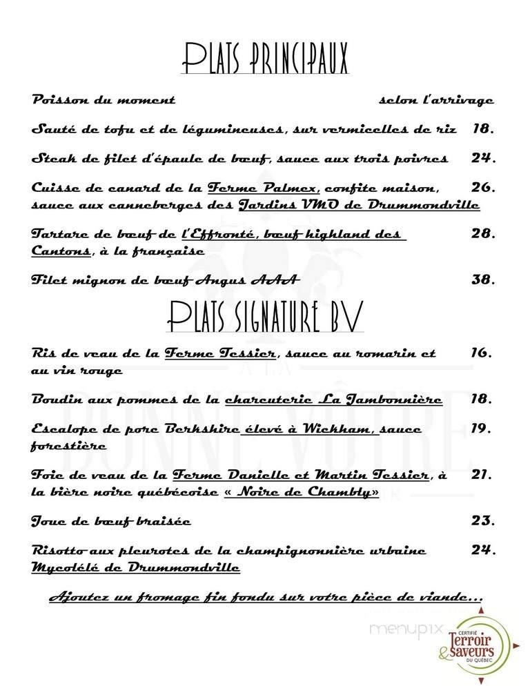 A la Bonne Votre - Drummondville, QC menu_pic