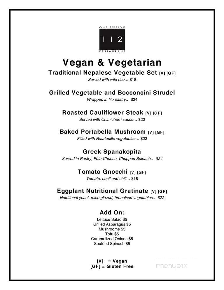 112 Restaurant & Lounge - Revelstoke, BC menu_pic