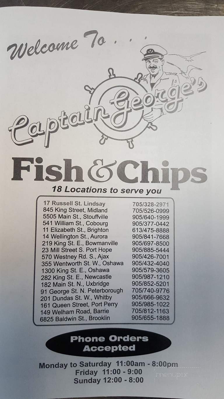 Captain George's Fish & Chips - Kawartha Lakes, ON menu_pic