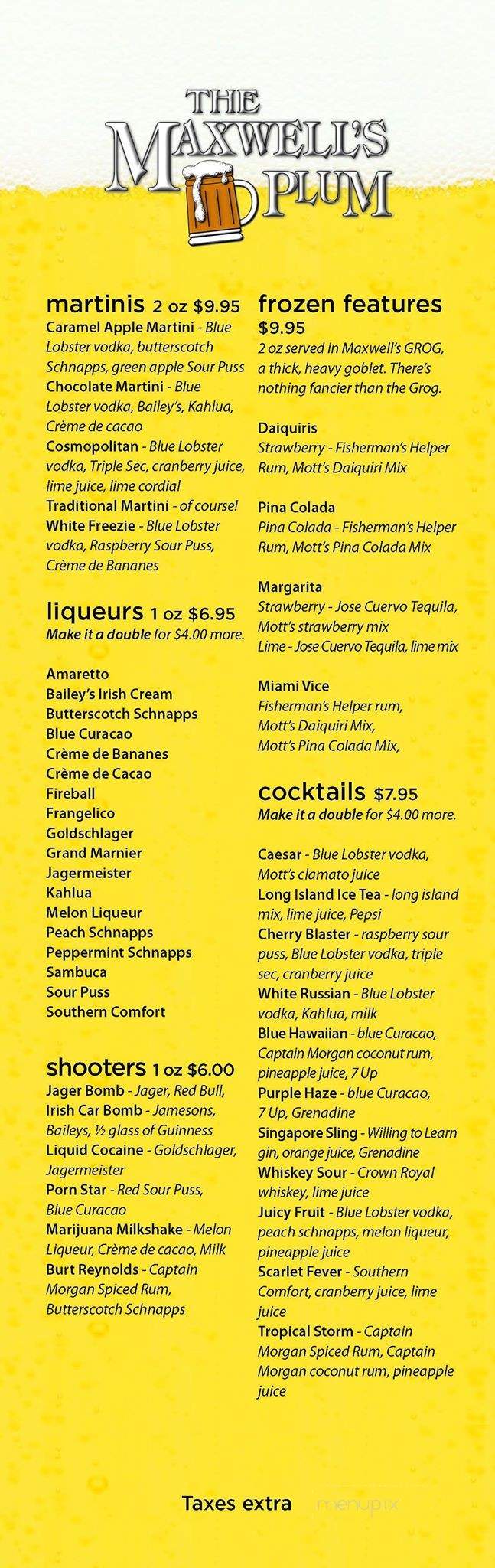 Maxwell's Plum - Halifax, NS menu_pic