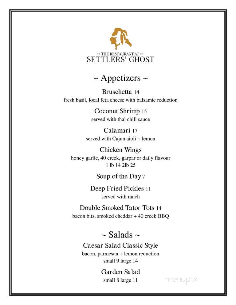 Settler's Ghost Golf Club - Barrie, ON menu_pic