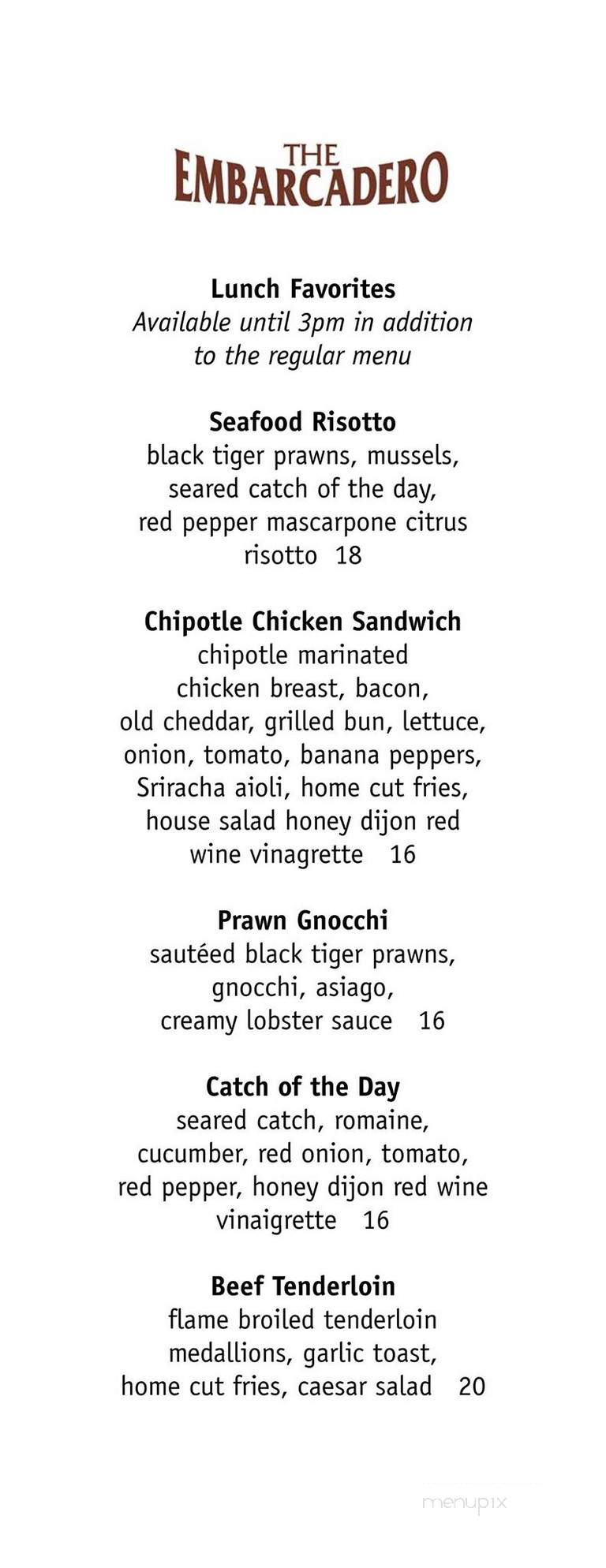Embarcadero Wine & Oyster Bar - Calgary, AB menu_pic