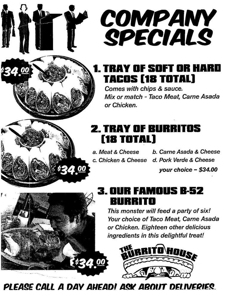 The Burrito House - Toronto, ON menu_pic