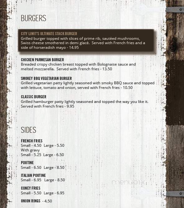 City Limits Bar & Grill - Cornwall, ON menu_pic
