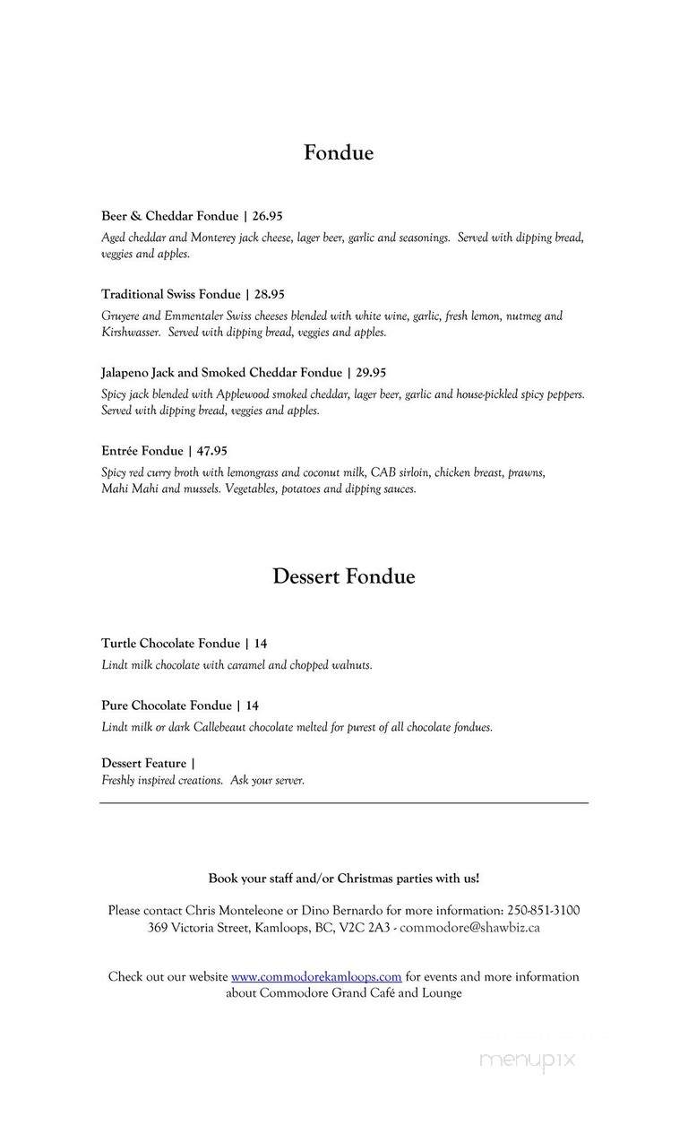 The Commodore Grand Cafe & Lounge - Kamloops, BC menu_pic