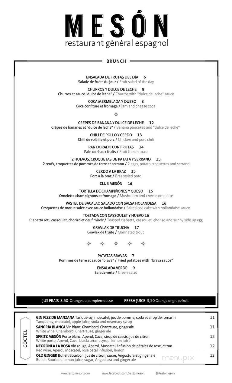 El Meson Espagnol - Montreal, QC menu_pic