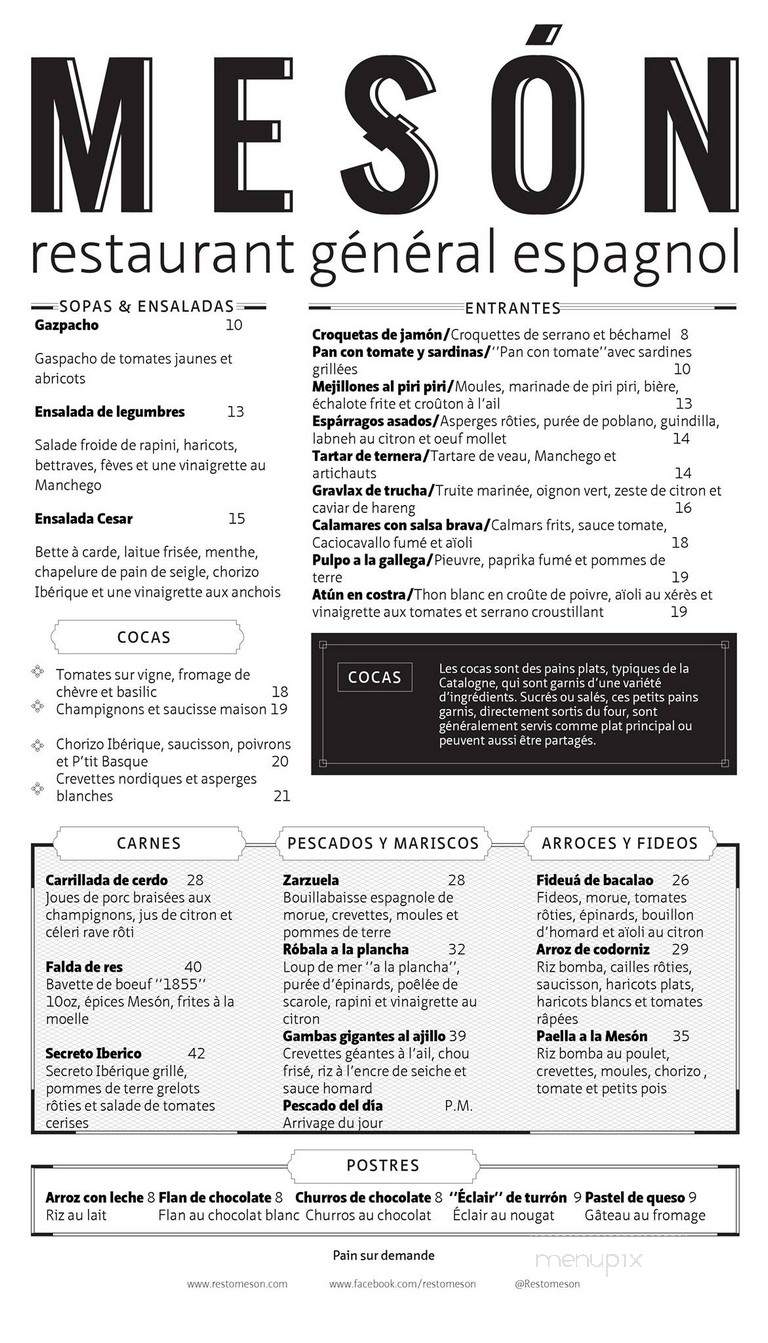 El Meson Espagnol - Montreal, QC menu_pic