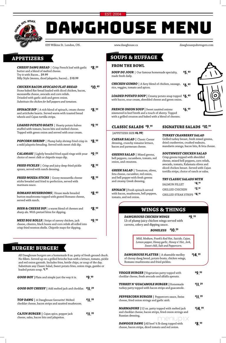 Dawghouse Pub & Eatery - London, ON menu_pic