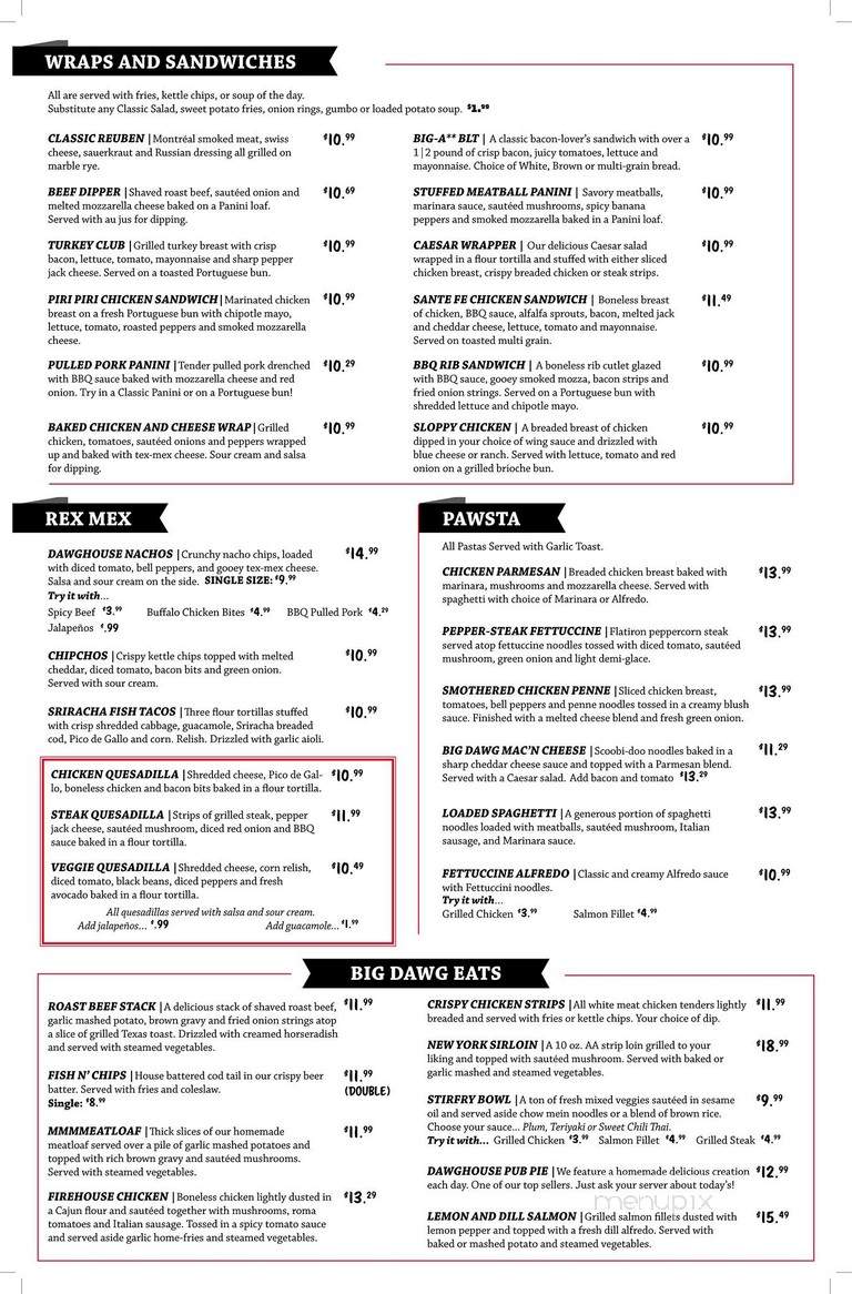 Dawghouse Pub & Eatery - London, ON menu_pic